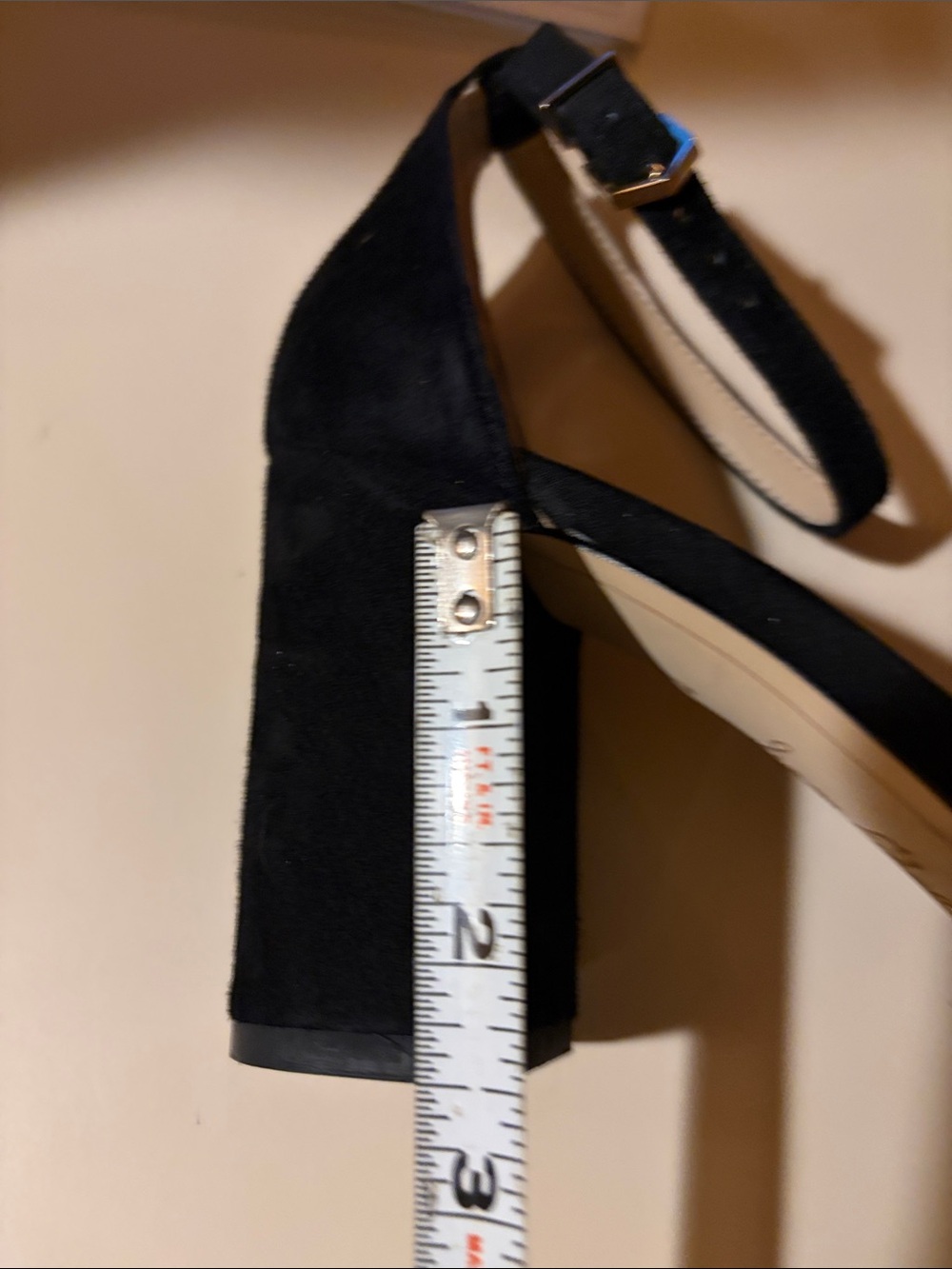 Sam Edelman Black Scalloped Suede Ankle-Strap Block Heels - Picture 6 of 6